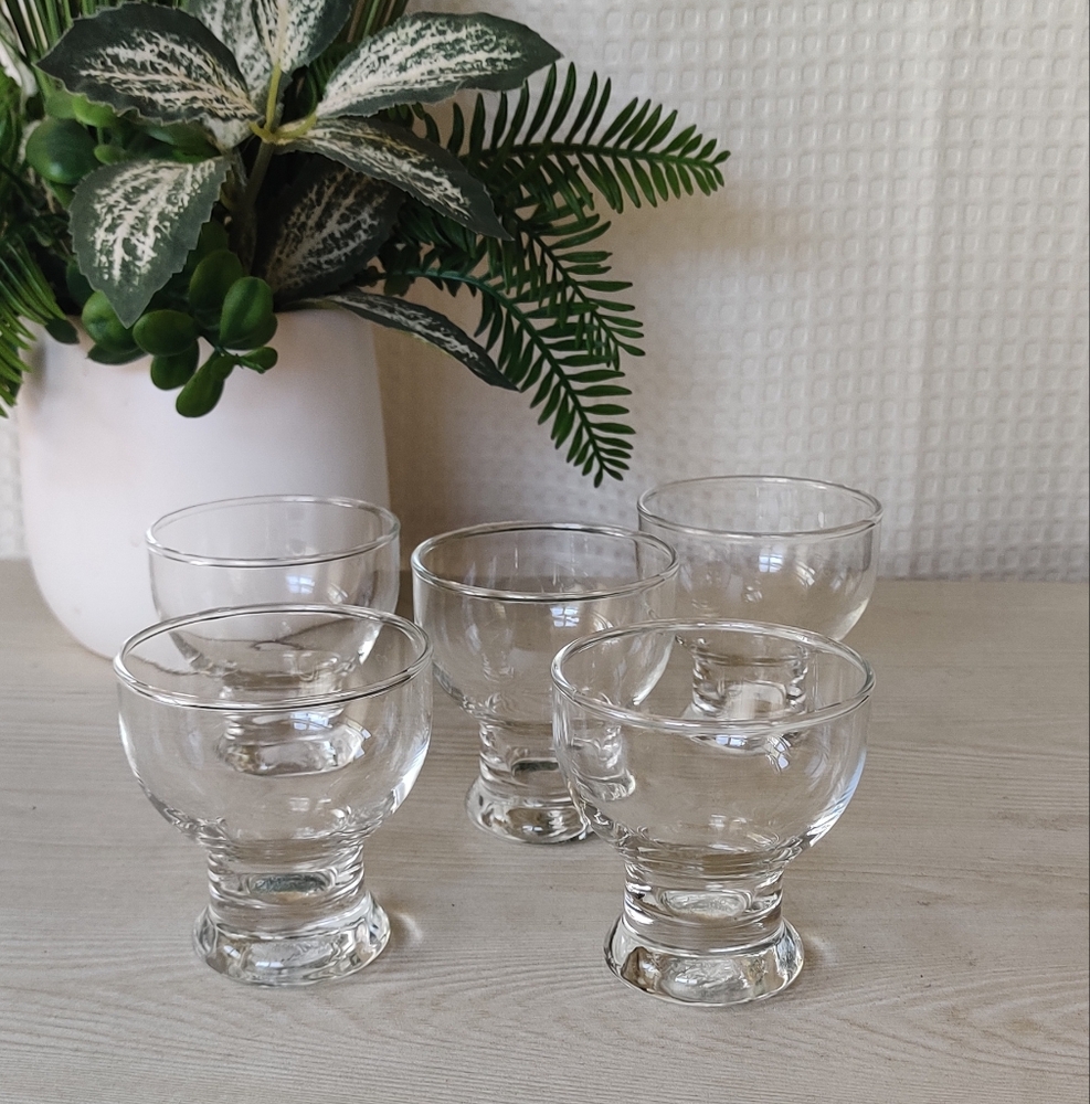 Vintage Clear Glass Dessert Cups / Sherbet Goblets – Set of 5
